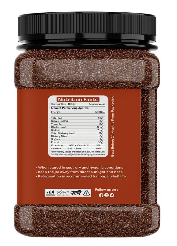 Flax Seeds - Alsi Seeds | Flax Seeds for Hair Growth | Raw Seeds for Eating | Source of Iron & Dietary Fibre | Rich in Protein | 500gm - Image 5