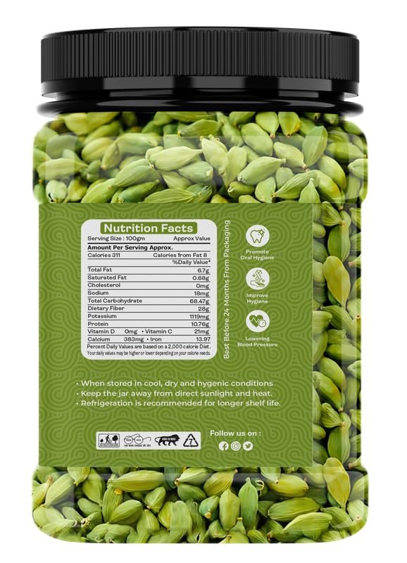 Whole Green Cardamom (Elaichi) Authentic Flavour for Cooking, Baking & Masala Blends - Rich Aroma & Natural Freshness 250g - Image 3