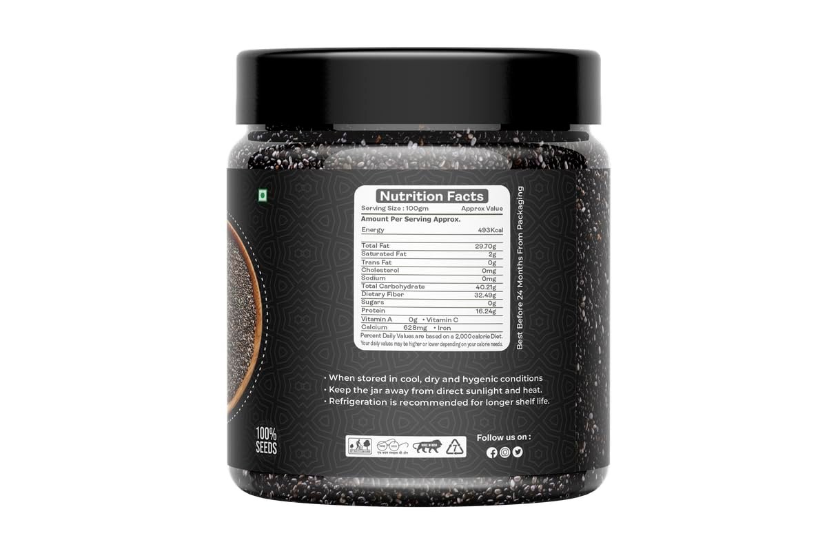 Chia Seeds - Seeds for Weight Management | Rich in Calcium, Protein & Fibre | Chia Seeds for Eating | Antioxidant Rich Seeds - 250gm | Chia Seed_250gm - Image 3