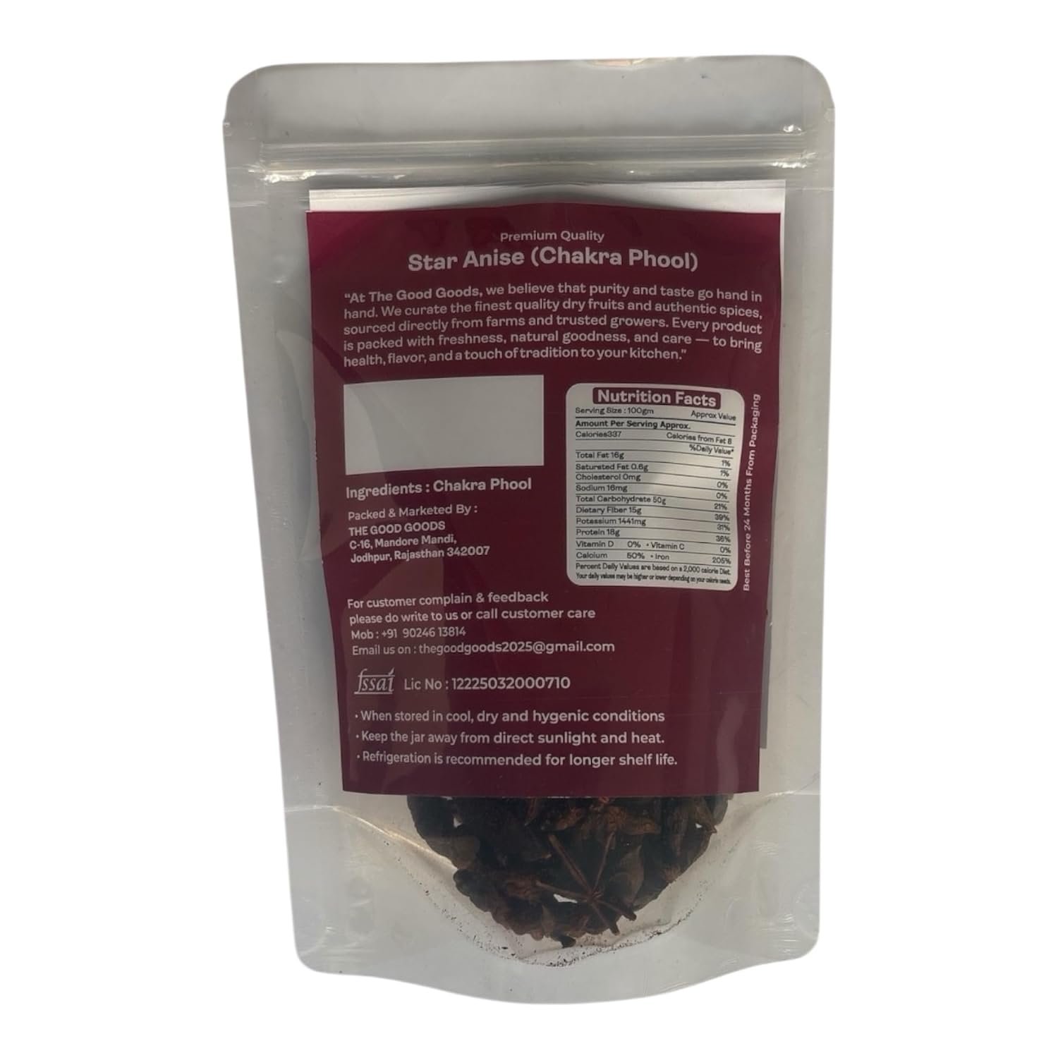 Aromatic and Flavorful Dried Star Anise Pods for Cooking and Baking Chakri Phool Khada Masala - Pouch (100gm) - Image 6