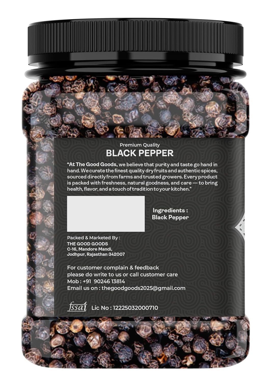 Natural Whole Black Pepper 500 gm